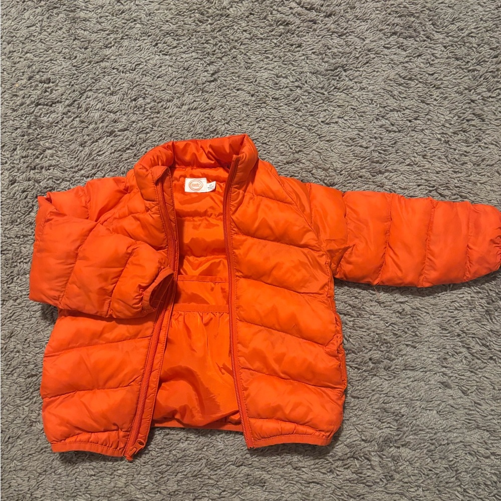 Wonder Nation Vibrant Orange Kids Puffer Jacket